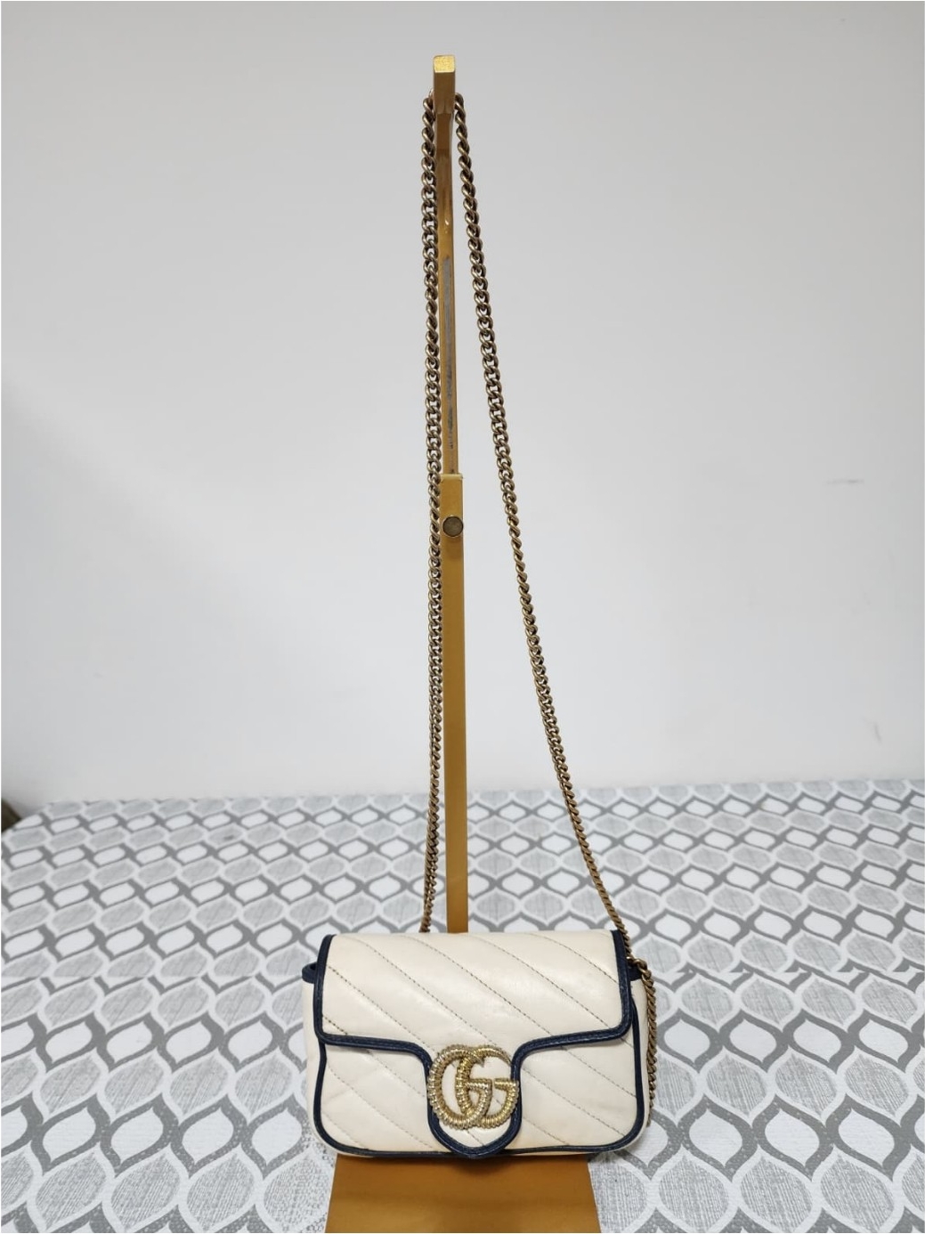 Gucci Super Mini Gg Marmont Matelasse Leather Torchon Flap Crossbody
